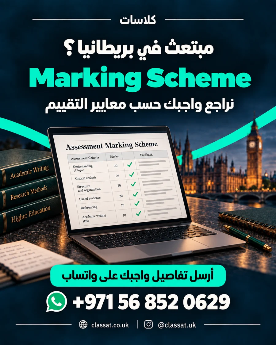 مراجعة الواجب حسب معايير التقييم Marking Scheme